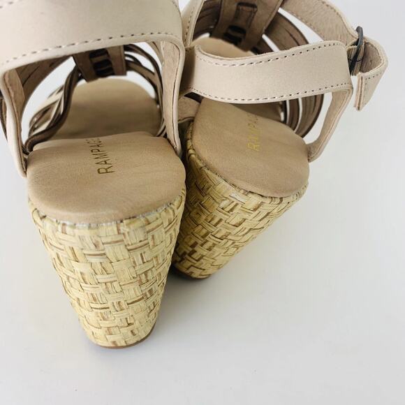 Rampage Women's Joann Espadrille Wedge Weave Vegan Sandals Ankle Strap Nude 9.5 - Picture 2 of 9